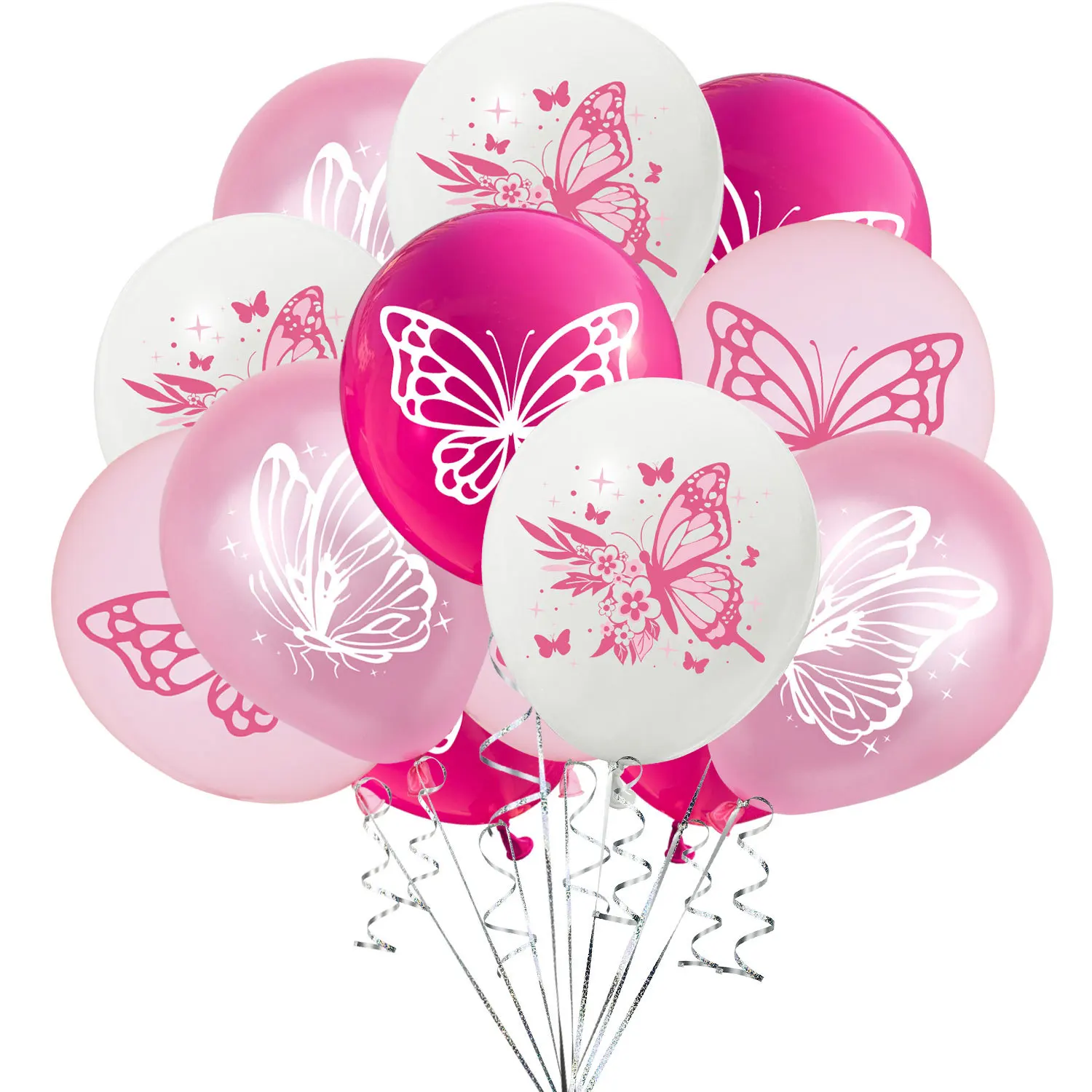 12pcs 12inch Pink Purple Butterfly Latex Balloon Balloon Baby Shower Helium Ball Happy Birthday Wedding Globos