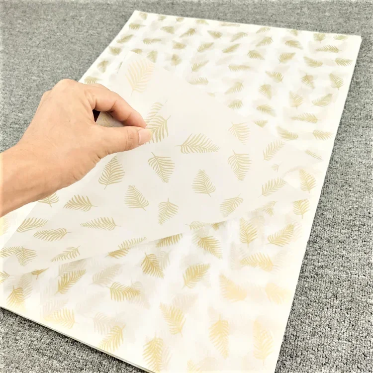 10pcs Flower Gift Wrapping Tissue Paper Translucent Pleated Papers Gold Leaf Pattern Clothing Shoe Package Handmade Apple Papers