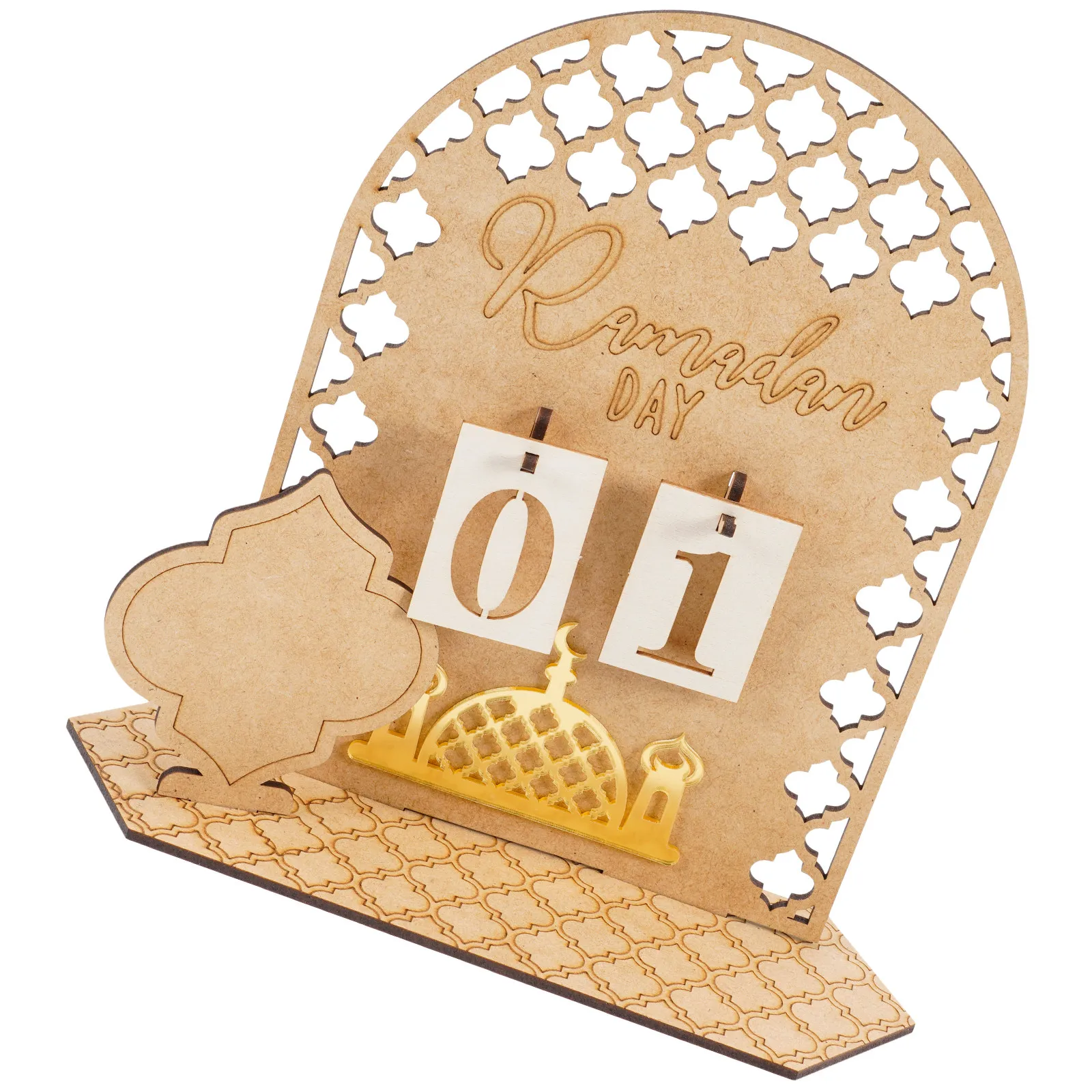 

Ramadan Countdown Calendar Wooden Desktop Advent Calendar for Eid Festival Decor Living Room Desk Bookshelf Restaurant Ramadan