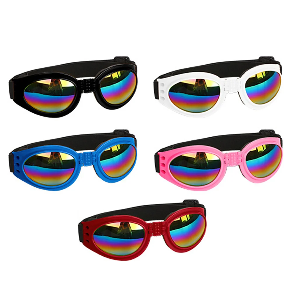 

5Pcs Pet Sunglasses Foldable Eyewear Adjustable Strap Outdoor Protective Glasses for Dogs Cats Uv Protection Lightweight