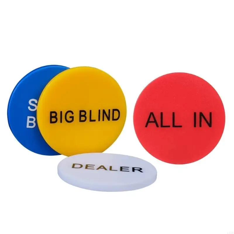 4Pcs Small Blind Big Blind Dealer Buttons Cards Guard Chip Coin