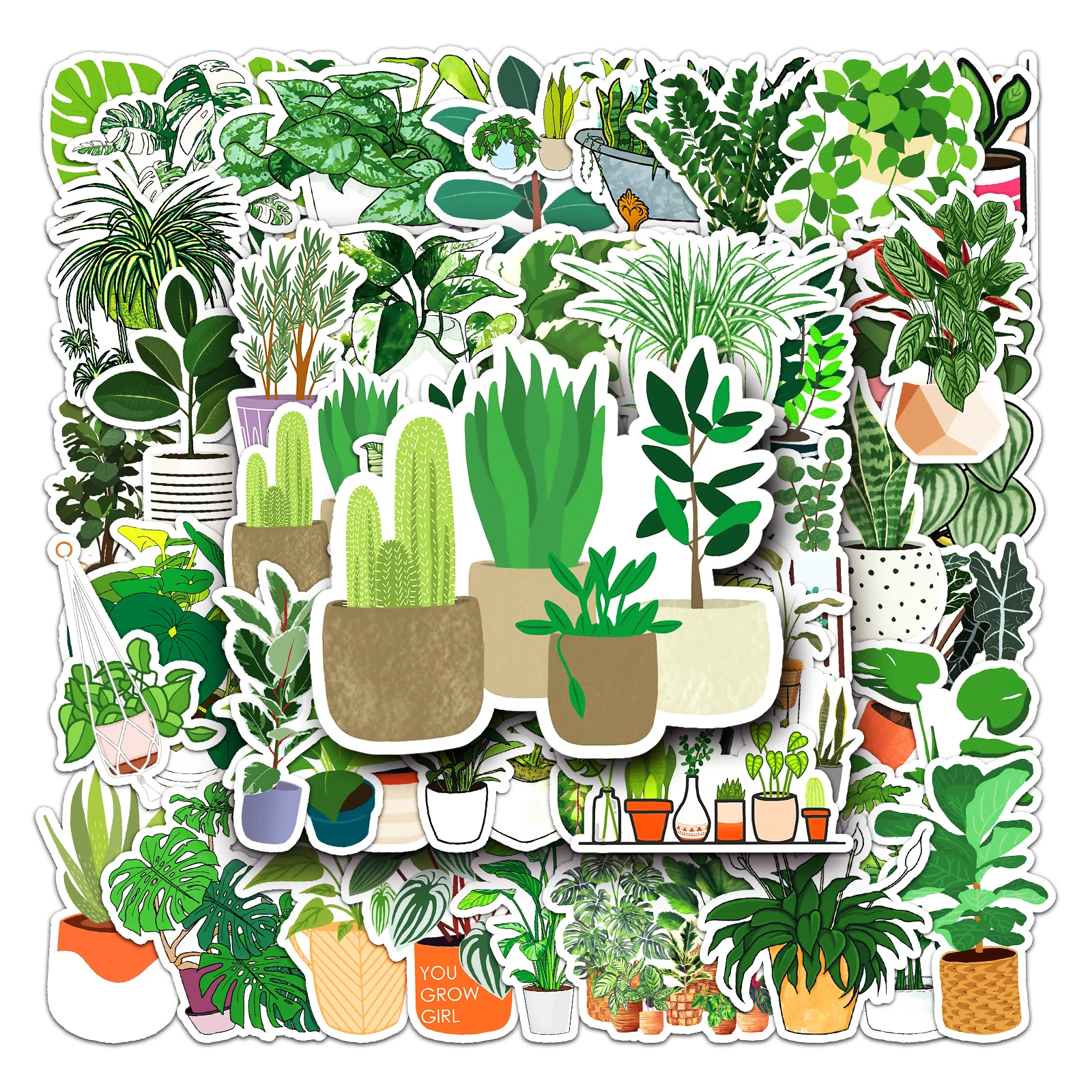 

50Pcs Green Eye Protection Series Cartoon Cute Waterproof Sticker Skateboarding Snowboard Retro Vinyl Sticker