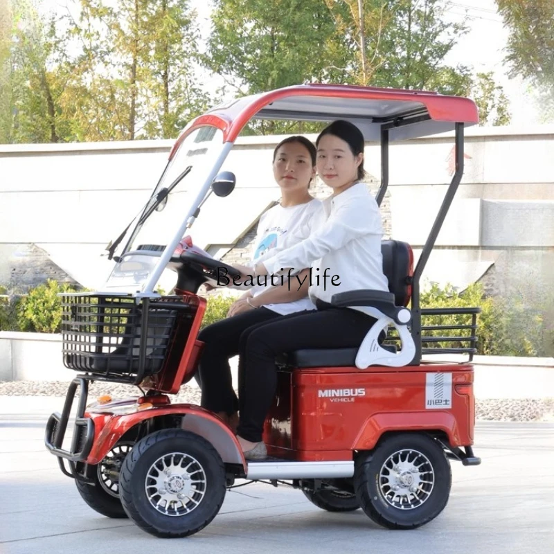01New electric minibus E20 elderly scooter four-wheel home pick-up and drop-off children double-seat battery car with shed