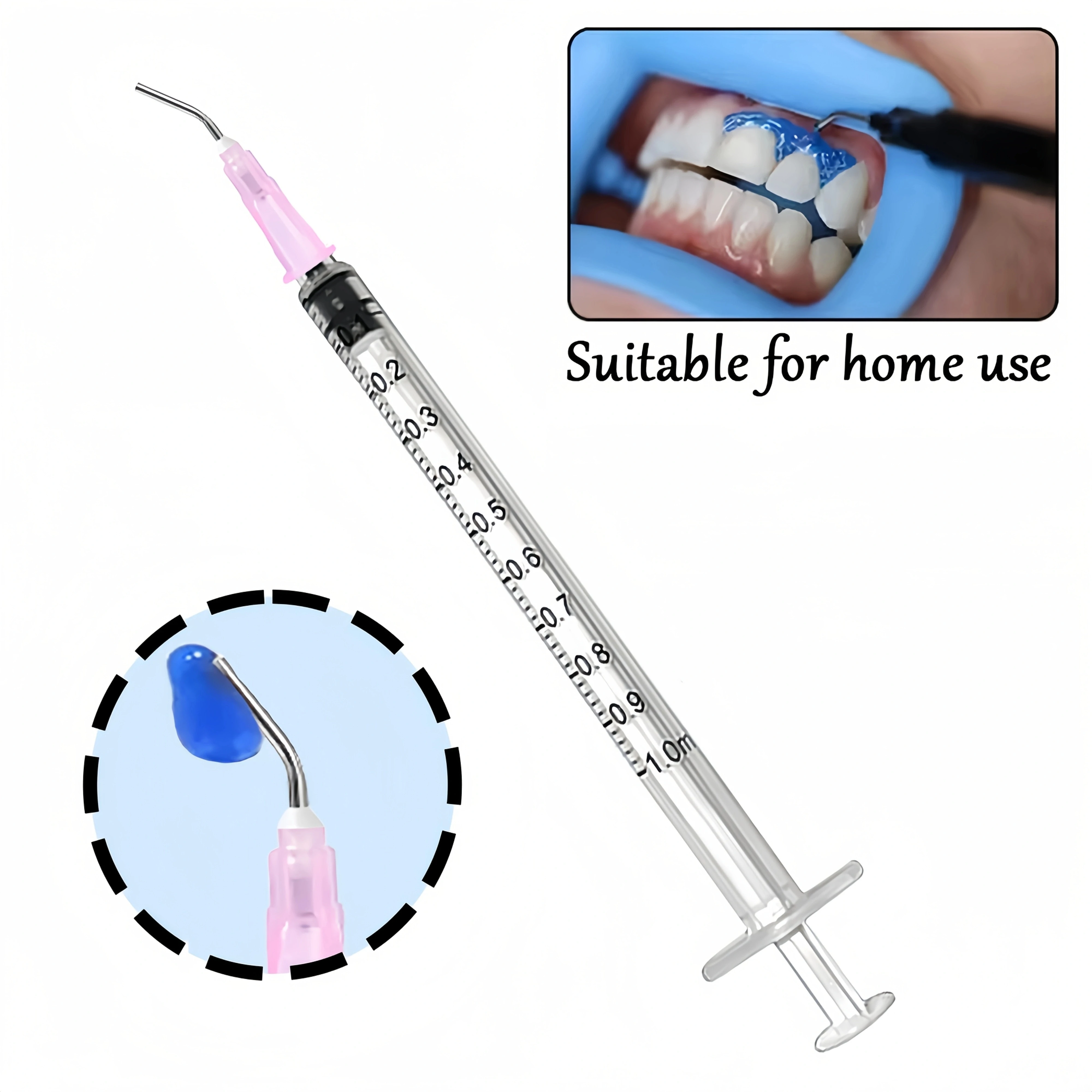 1ml Syringe with Blunt Tip Needle, Suitable for Dental Care Gel Application, Interdental Irrigation and Personal Hygiene Care