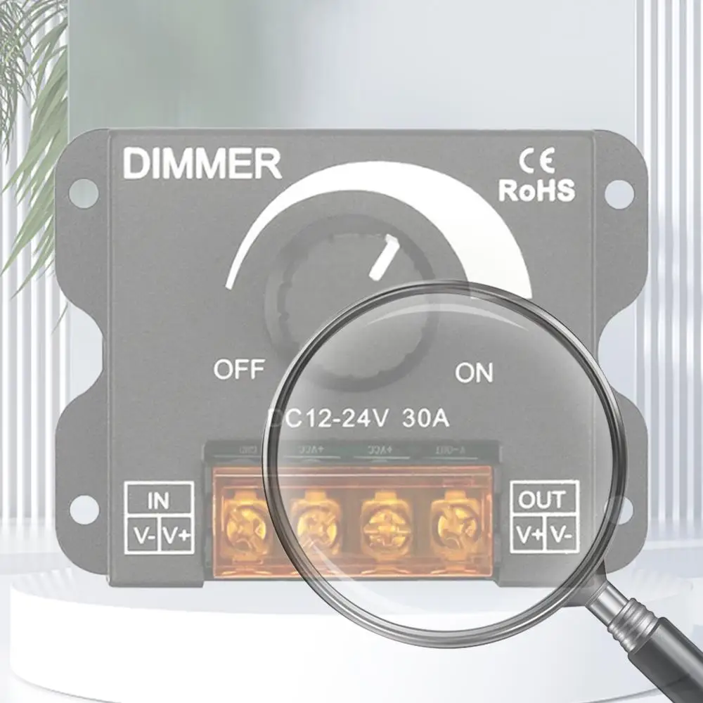 

LED Dimmer Switch DC 12V 24V 8A/30A Brightness Adjustable Controller for Car RV Single Color LED Strip Light LED Dimming