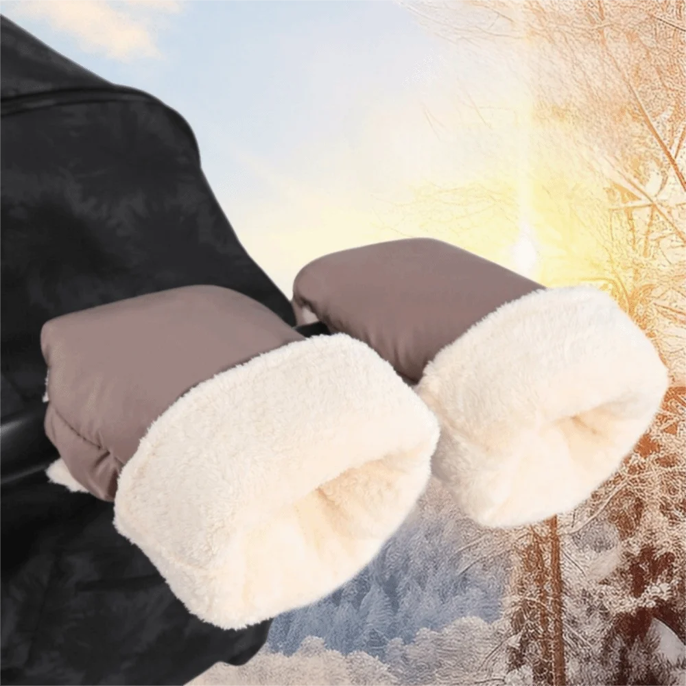 Outoor Waterproof Stroller Gloves Warm Handlebar Gloves Thicken Windproof Antifreeze Mittens Stroller Accessories