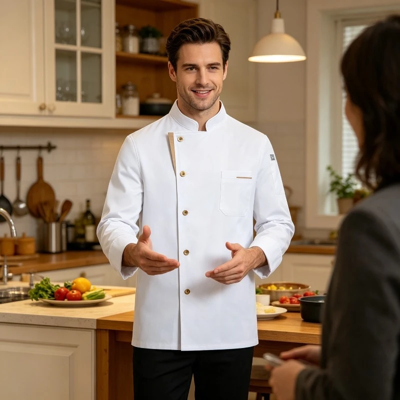 

Chef's Short Sleeved Summer Outfit, Breathable and Wear-resistant, Hotel Restaurant Kitchen and Kitchen Workwear, Half Sleeved