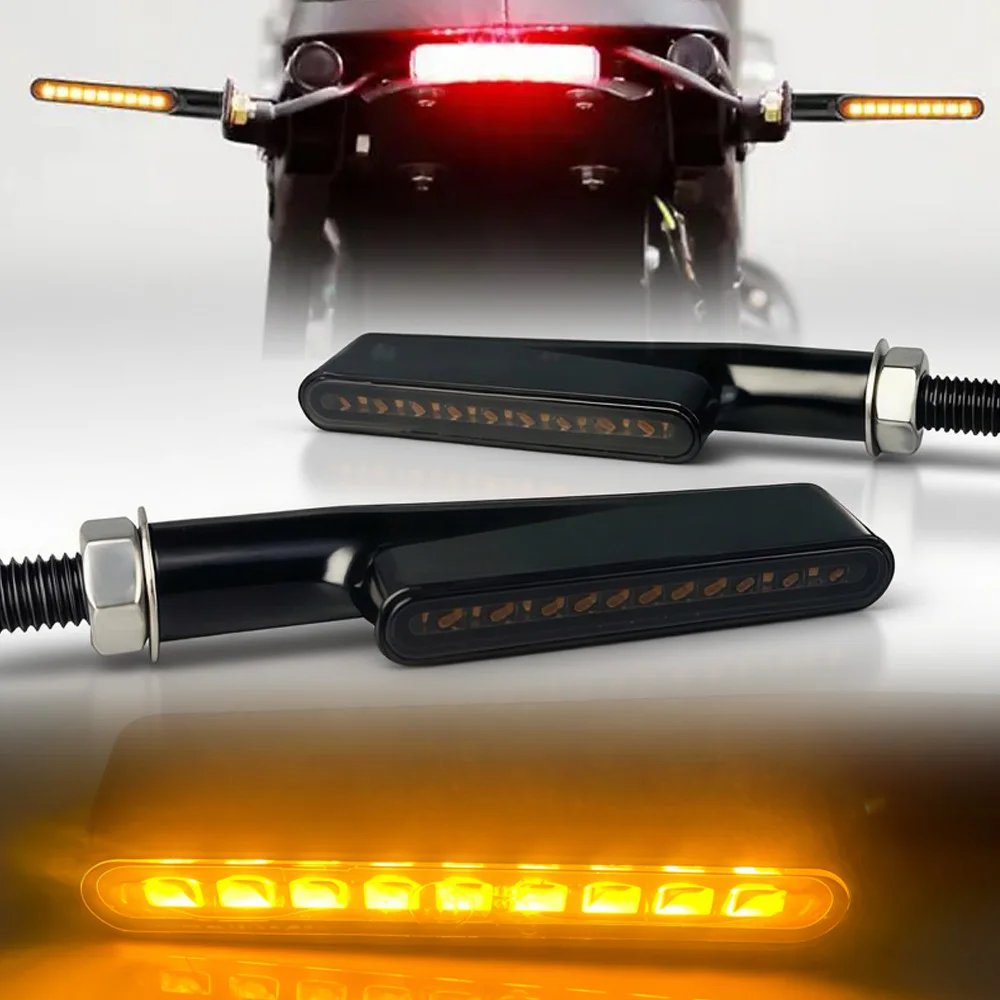 E24 8mm Motorcycle 9Led Turn Signal Light Indicator Lights Flasher Arrows Lamp Black For Honda Yamaha kawasaki Cafe Racer