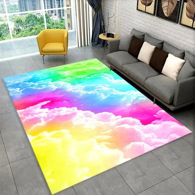Fashion Rainbow Colour Scenery Large Area Rug Non-slip Durable Carpet for Bedroom Living Room Sofa Doormat Home Decor Floor Mat