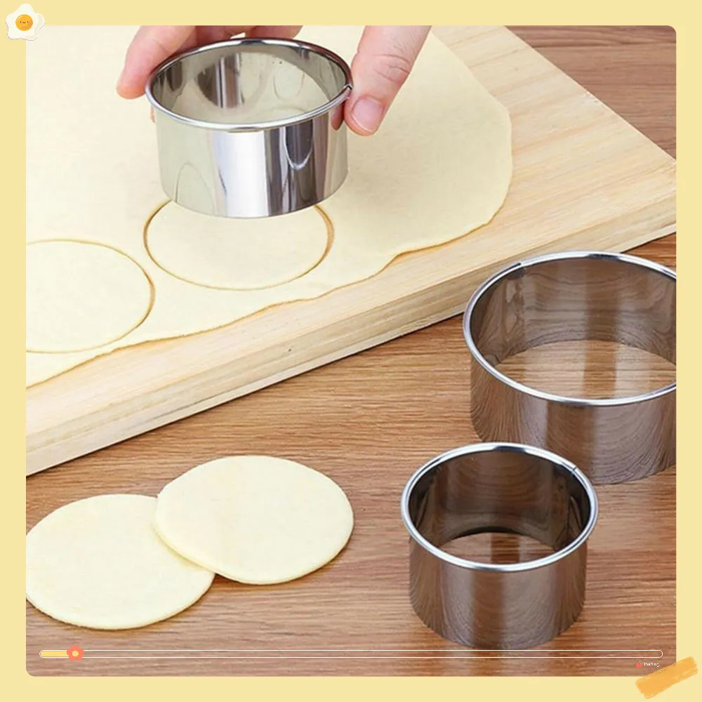 5 unids/set de molde redondo de acero inoxidable para galletas, cocina, bricolaje, herramienta para hornear pasteles/postres, cortador Manual de Pasta