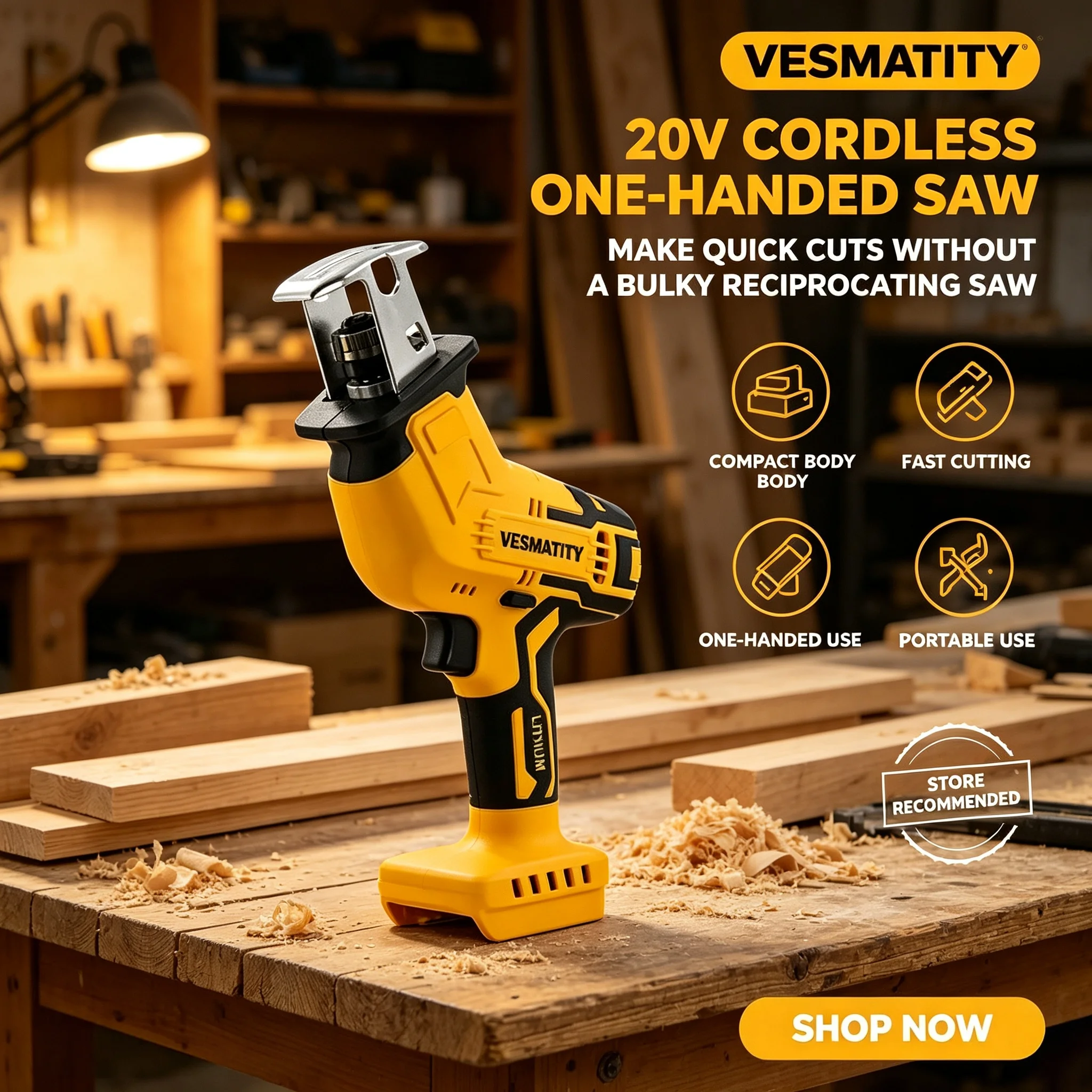 Vesmatity 2800RPM Brushless Electric Reciprocating Saw Multifunctional Metal Wood Pipe Cutting Saw Power Tool for Dewalt Battery