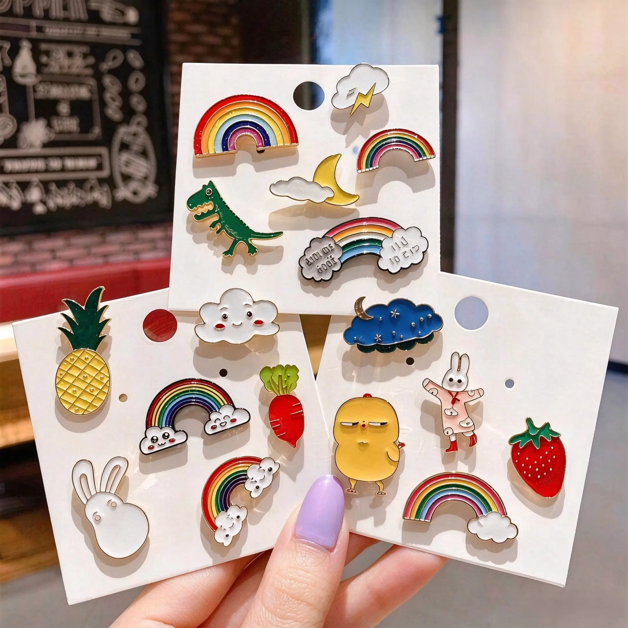 10-100Pcs Random Metal Enamel Brooches Cute Cartoon Animal Plant Pins Multiple Style Badges For Women's Clothing Bags Backpacks