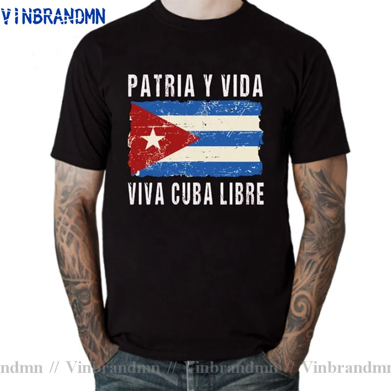 Funny Cuban Saying Cuba T Shirt Men Cuban TShirt Cuban Flag Shirt Vintage Patria Y Vida T-Shirt Tops & Tees For Men Funky tshirt