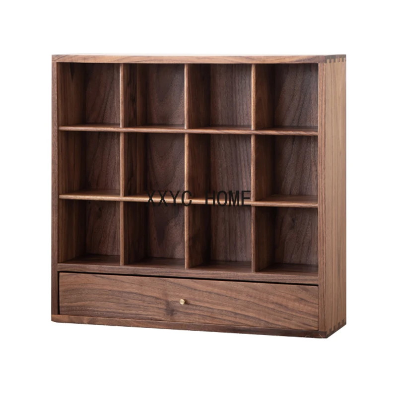 New Chinese Style Cup Storage Rack Desktop Solid Wood Storage Grid Coffee Cup Tea Cup Display Lattice Frame