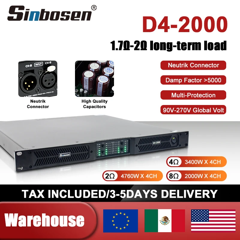 D4-2000 2000 واط 4 قناة dj مكبر للصوت مكبر كهربائي مكبر الصوت أمبير مكبر للصوت المهنية