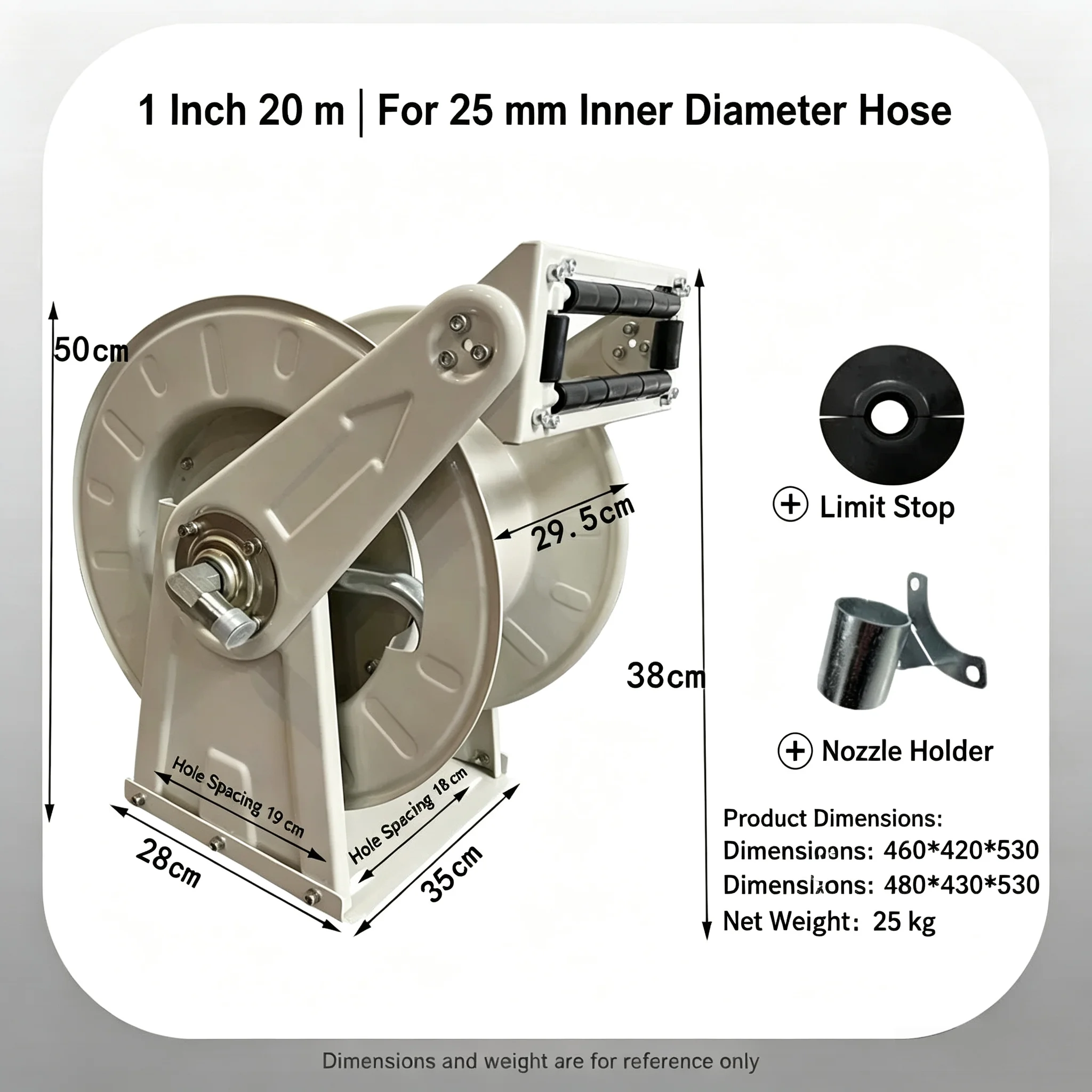 Fuel Dispenser Automatic Hose Retracting Reel, High Pressure Water Hose Empty Winder, Hose Storage Reel for Fire Fighting & Pest