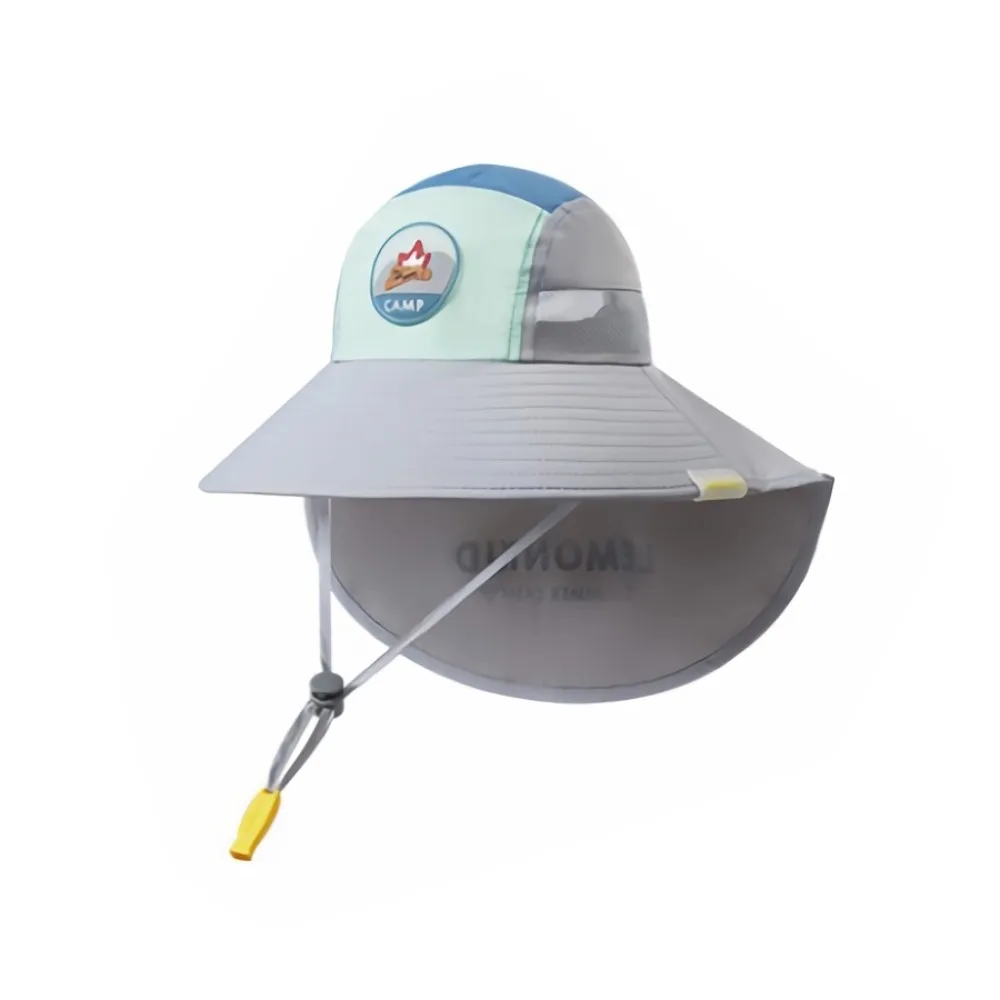 

Polyester Kids Sun Hat UV Protection Neck Flap Summer Hat Adjustable Strap Breathable Fabric Beach Cap Outdoor Activities