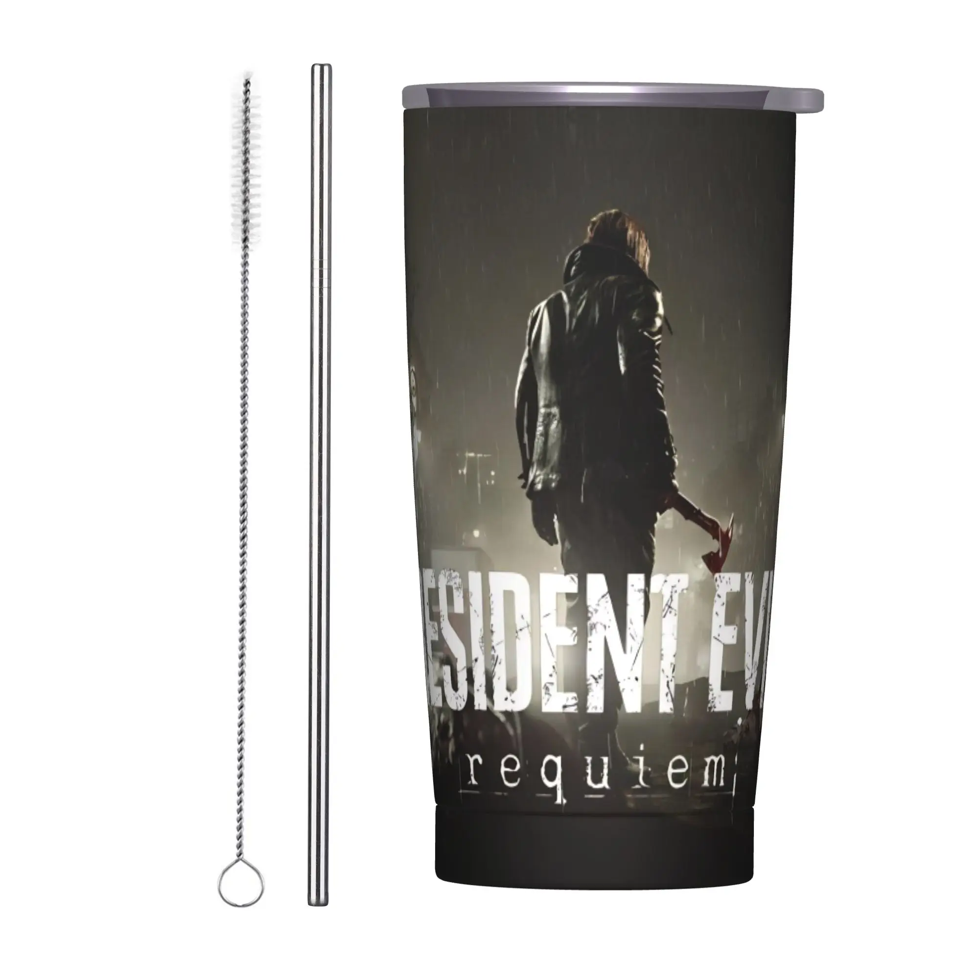 Residents Evils 9 Requiem Leon Kennedy Tumbler 20oz Stainless Steel Double Wall Vacuum Insulated  Tumblers Mug With Straw