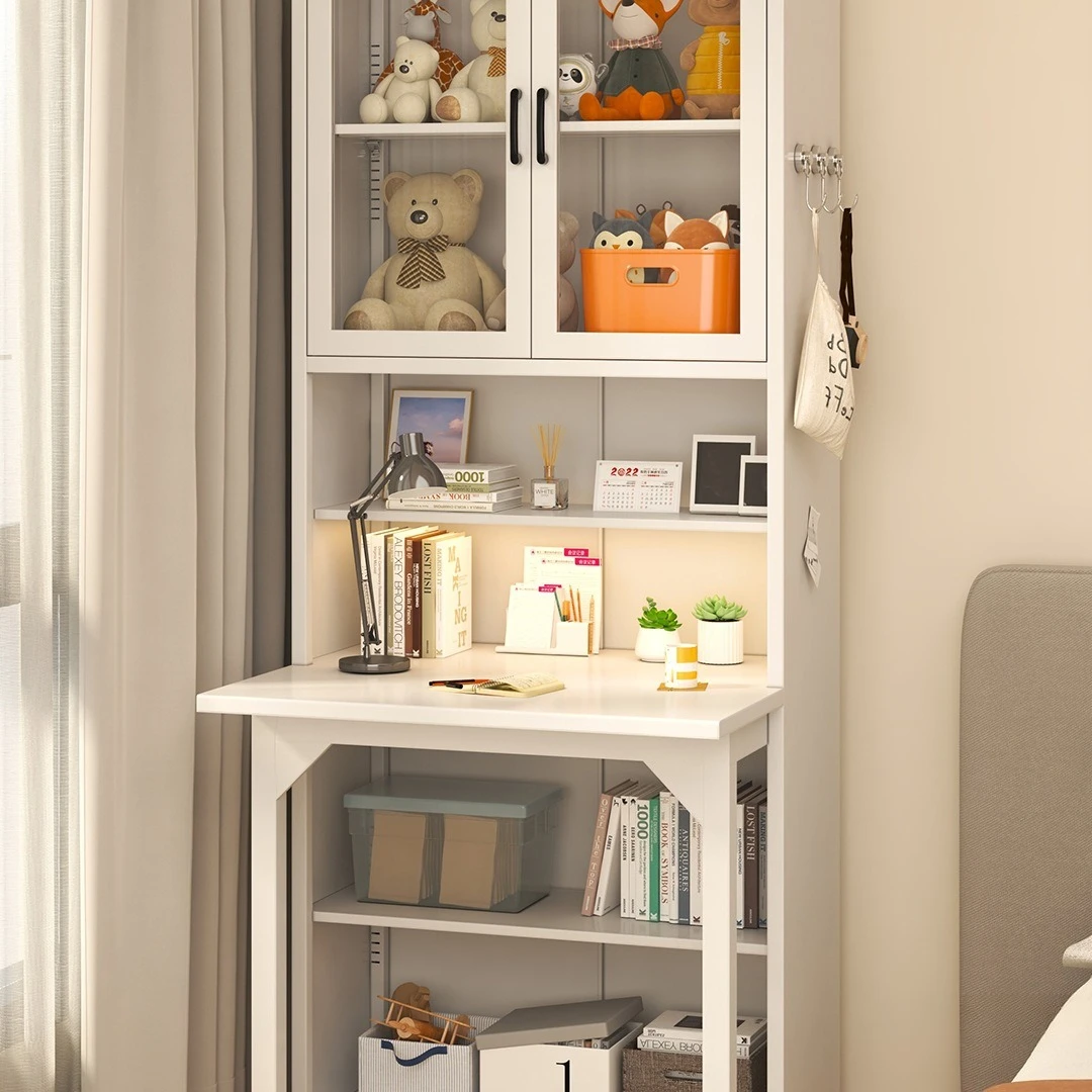 Steel folding desk, bookcase, integrated bedroom computer writing desk, children, student study bookcase, small apartment booksh