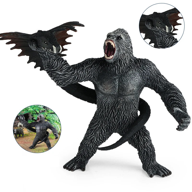 Simulation King Kong With Snake Model Action Figures Chimpanzee Orangutan Figurines Miniacture Decoration Toys For Children Gift