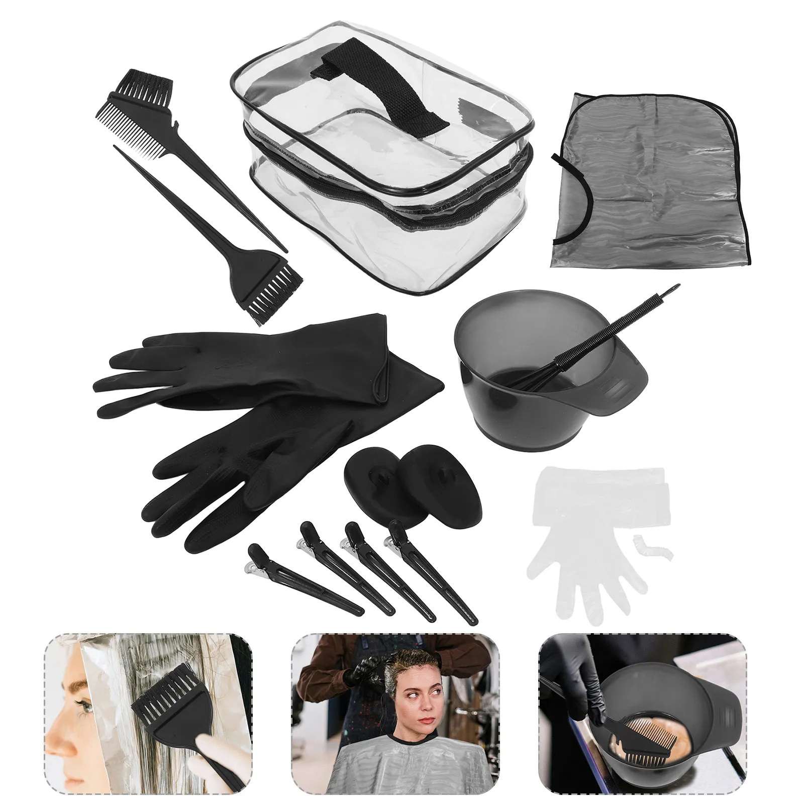 

1Set Hair Dye Kit Complete Hair Coloring Tools Set Brush Bowl Apron for Salon Home Use Professional Beginners Dye Brush