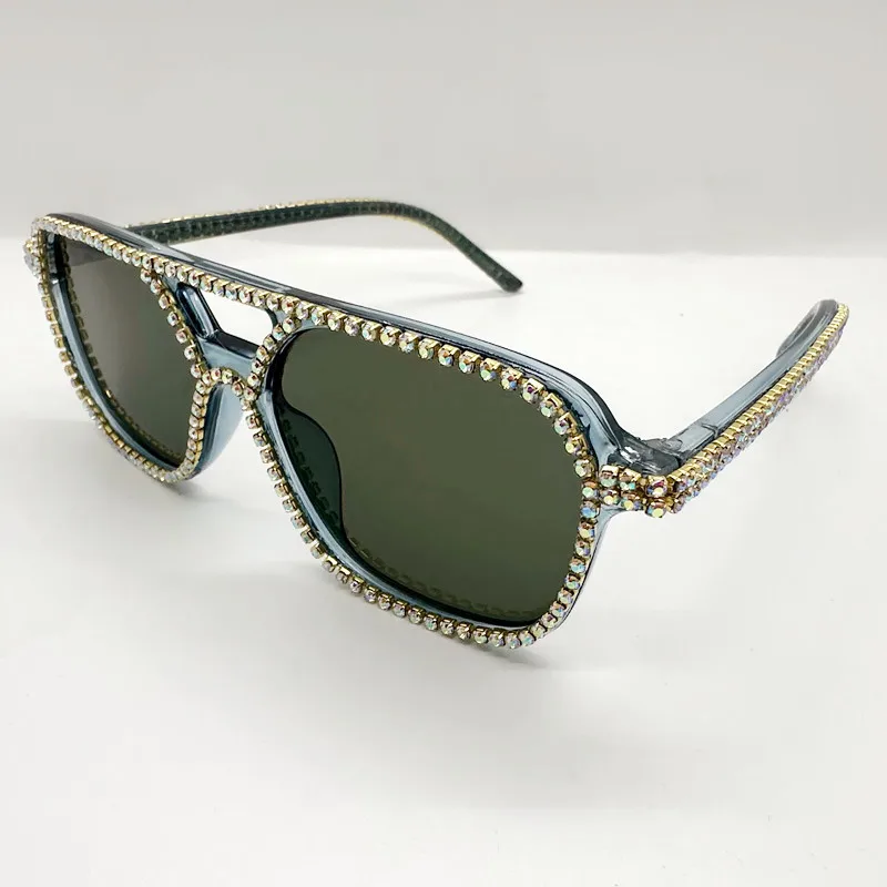 Neue Quadratische Doppel Brücken Diamant Sonnenbrille Frauen Mode Candy Farbe Strass Sonnenbrille Weibliche Shades UV400 Brillen – Detail 16