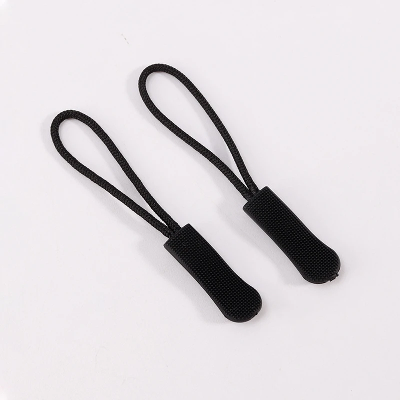 10/20Pcs Black Zipper Pull Cord High-quality Replacement Ends Lock Zips Travel Bags Clip Buckle Sport Garment Parts