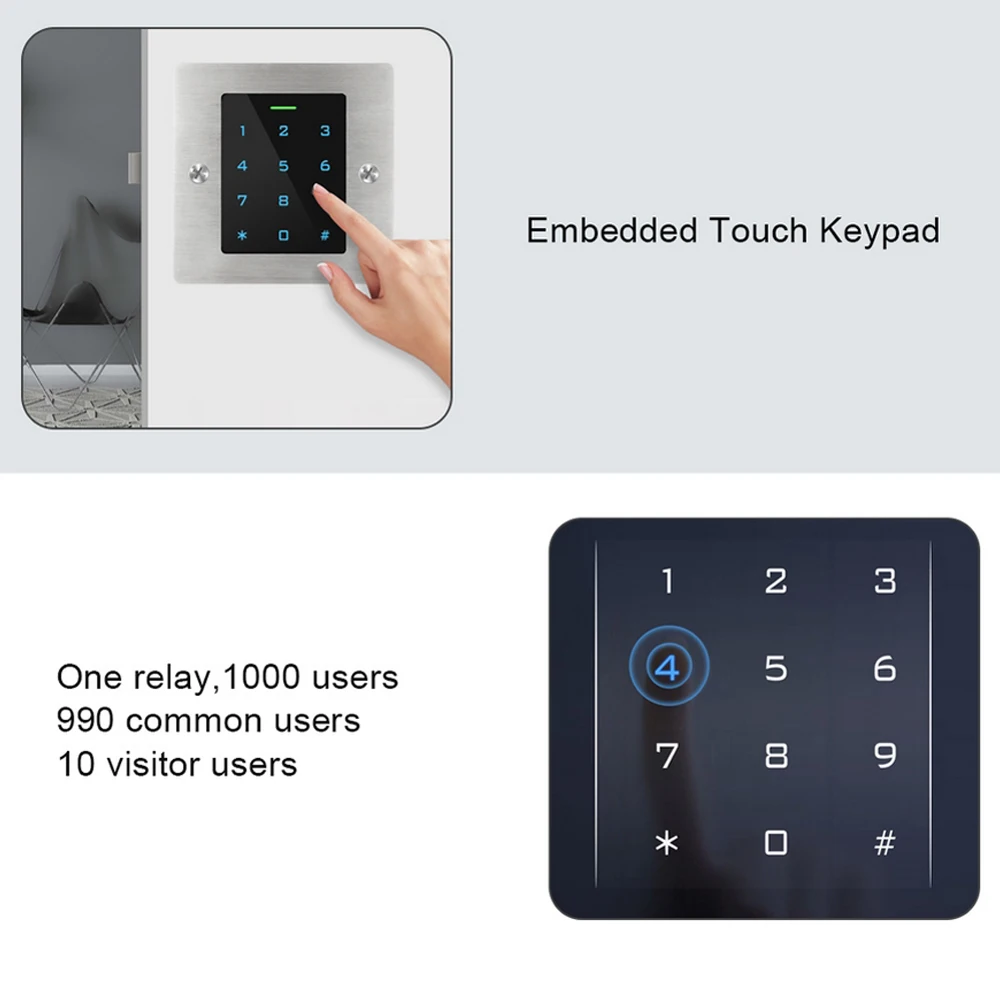 Tastiera di controllo accessi integrata in metallo impermeabile 125KHz RFID Keyfob Reader 2000 apriporta utente Wiegand 26 Output