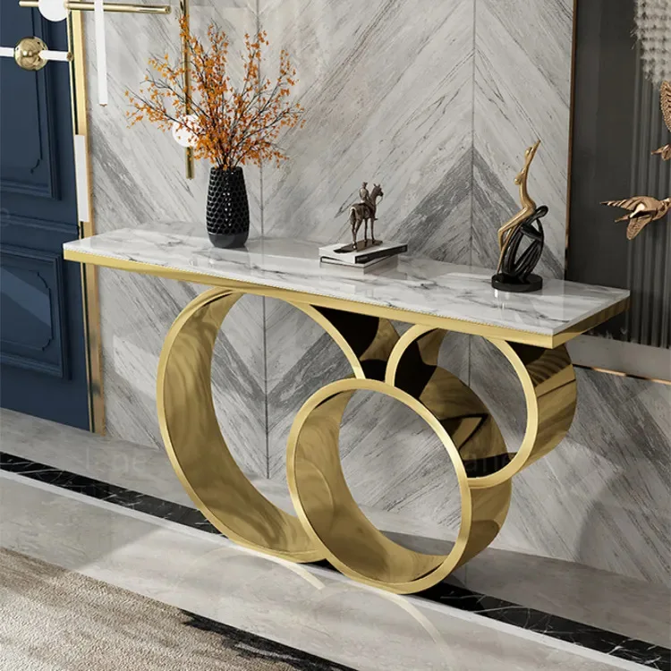 Stainless steel marble entrance table against the wall entering the door Feng Shui entrance partition strip case sofa back few