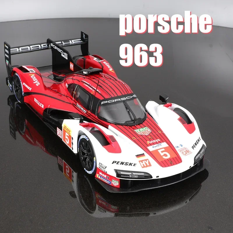 1/24 Bburago Porsche 963โมเดลรถยนต์ #5รถแข่งของเล่น Le Mans แรลลี่อัลลอยหรูหราพอร์ช963รถสปอร์ตของขวัญ