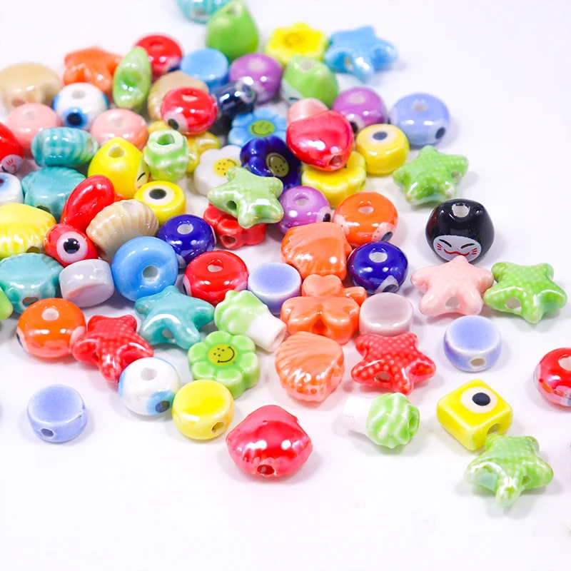 Mini Colored Ceramic Beads For Jewelry Making DIY Earring Bracelet Necklace Starfish Shell Shape Ceramic Jewelry Accessories