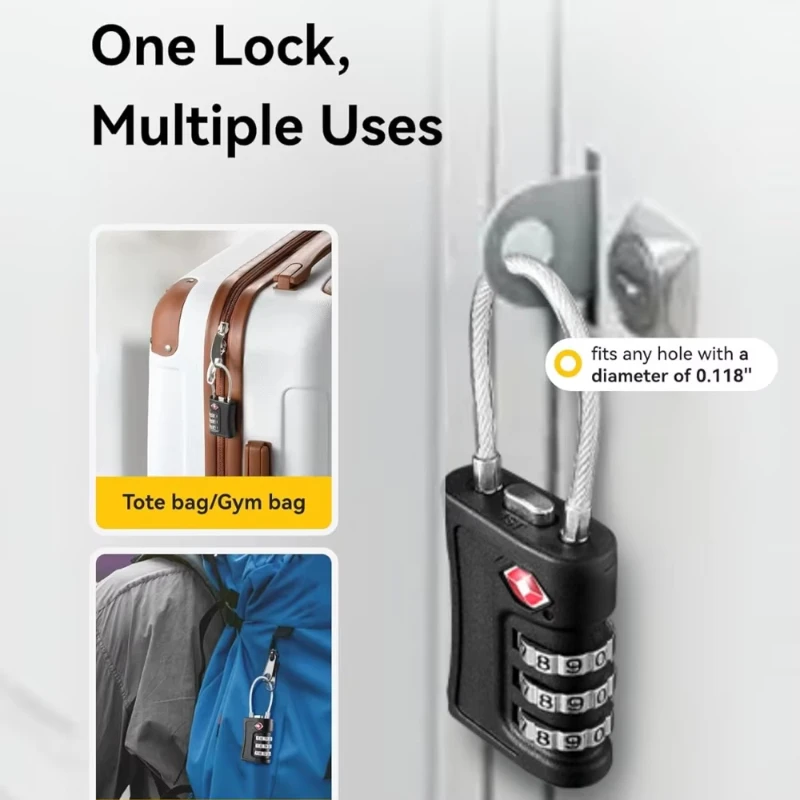 

TSA Customs Lock 3 Digits Travel Password Changeable Lock Digital Lock Zinc Alloy Suitcase Luggage Anti-theft Lock for Airplane