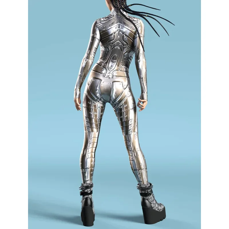 HN8 ผู้หญิงเซ็กซี่ CyberPunk Jumpsuit Catsuit ซิปบอดี้สูทเกมฮาโลวีนเครื่องแต่งกายหญิงคอสเพลย์ Zentai Out8...Gf