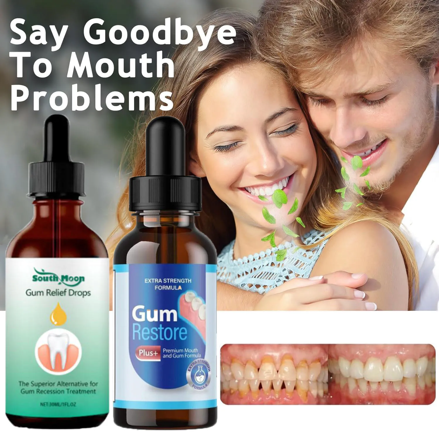 Gum Repair Drops Relieve Natural Gum Tissue Health Cleaning Care Oral Periodontal Strong Teeth Care Strong Teeth Strengthen Gums