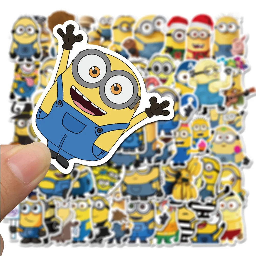 50Pcs Minions Stickers Kevin Bob Stuart Anime Figures Waterproof Paster DIY Laptop Phone Trunk Skateboard Stickers Decoration