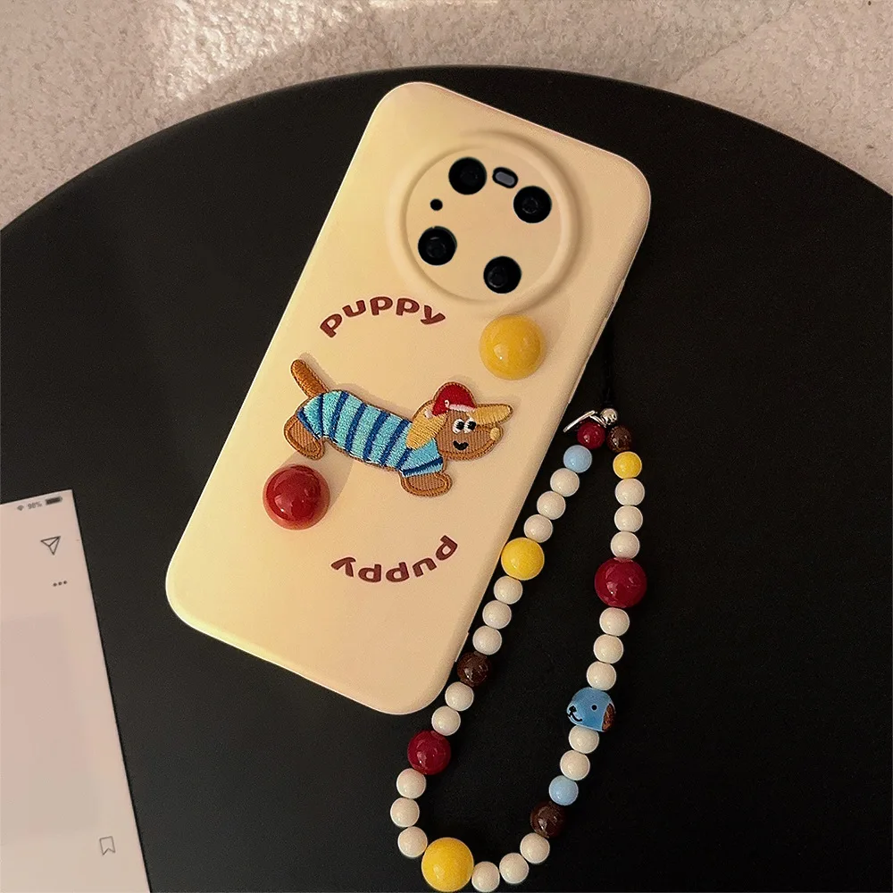 

Для Huawei Mate60pro MATE50 MATE40 MATE430 чехол для телефона с вышивкой щенка цветной браслет в горошек пленка защитный чехол от падения