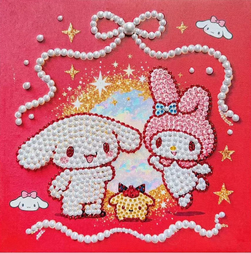 20*20cm Cartoon Hello Kitty Pearl Painting Includes Frame Diamond Painting DIY Decorative Painting Children's Day Gift Handmade view 4
