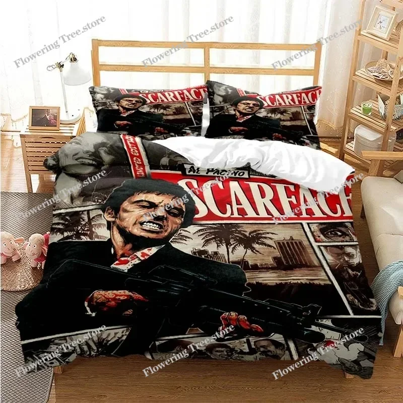 Tony Montana Scarfaces Bedding Set Boys Girls Twin Queen Size Duvet Cover Pillowcase Bed Kids Adult Home Textileextile 3