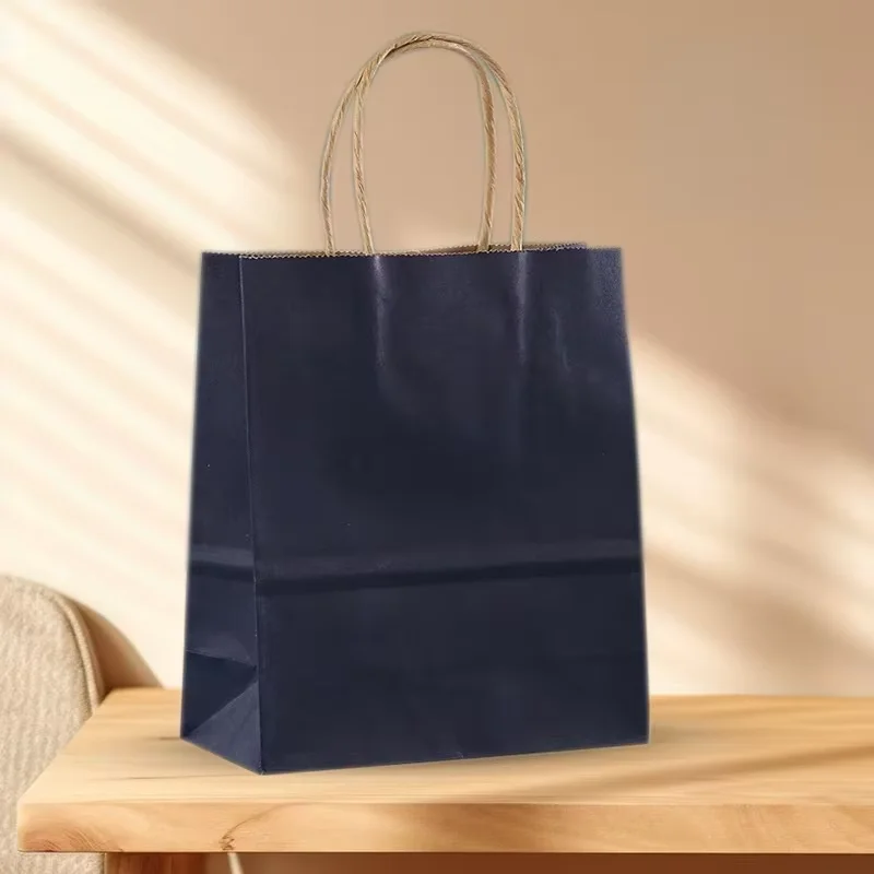20 Stück anpassbare Logo-Kraftpapiertüten mit Griffen, Geschenkverpackungsbeutel für Geschäft, Kleidung, Hochzeit, Weihnachten, Lieferungen, Handtaschen – Detail 14