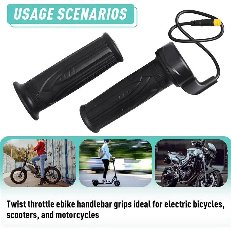 12 فولت إلى 72 فولت أسود دراجة كهربائية خنق قبضة 3Pin المضادة للانزلاق 20X1 زوج دراجة كهربائية مقبض قبضة مقاوم للماء ل 22.2 مللي متر المقود