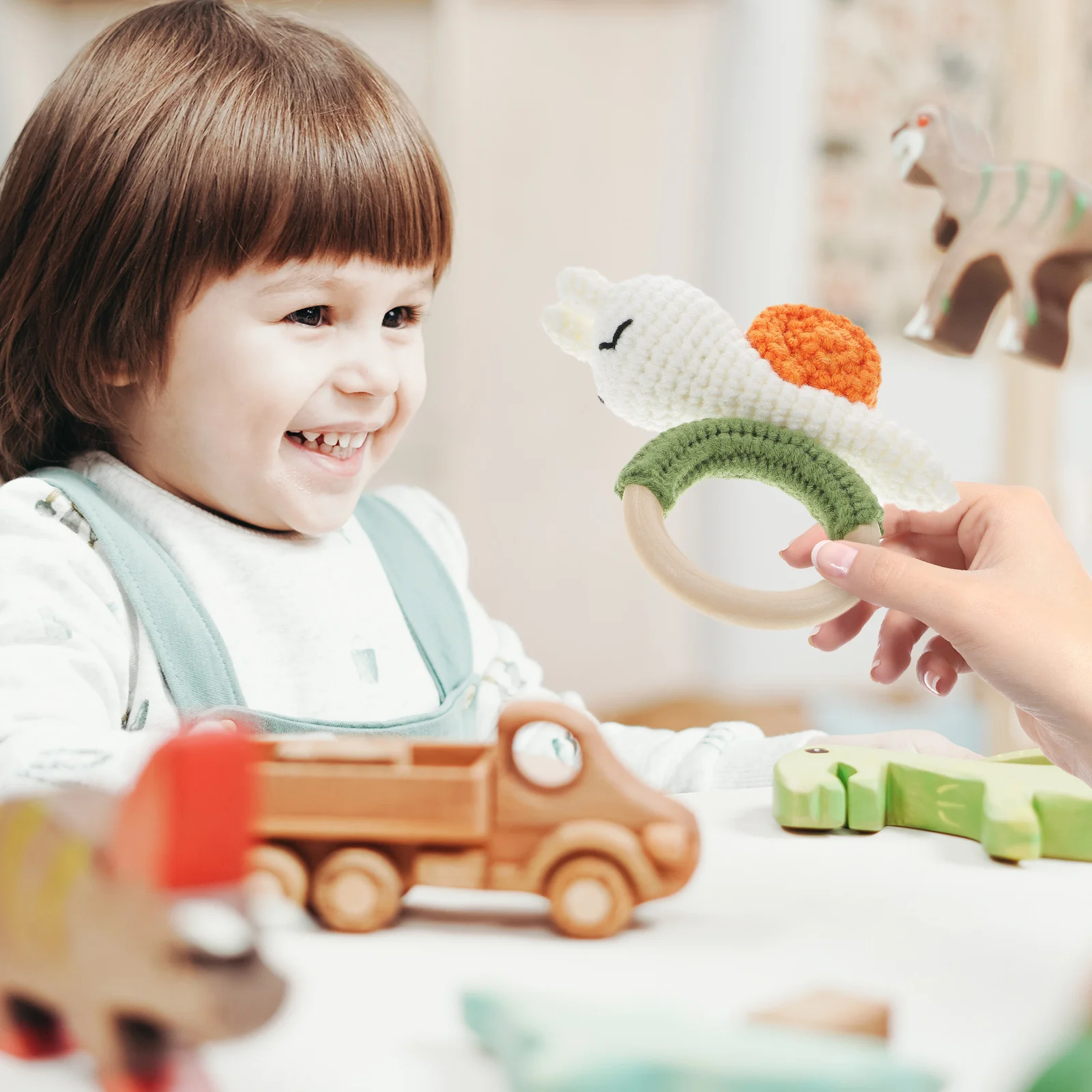 Bracelet en bois sonnerie bébé jouets pour bébés hochets Animal enfants secouer nouveau-né