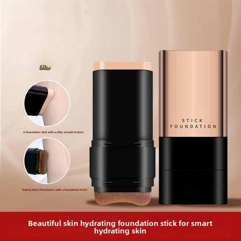 

Foundation Stick Dual-Ended Brush Tip Moisturizing Radiant Foundation Long-Lasting Wear Wipe-Off Foundation Stick