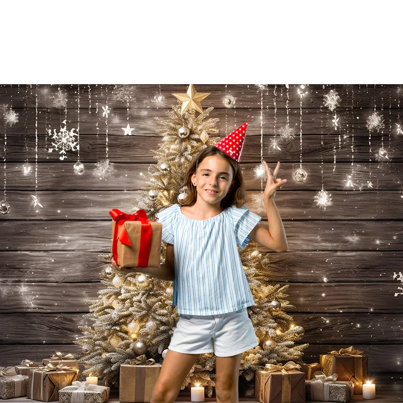 Bonvvie Christmas Backdrop for Photography Xmas Tree Window Fireplace Gift Winter Family Party Kids Portrait Photo Background