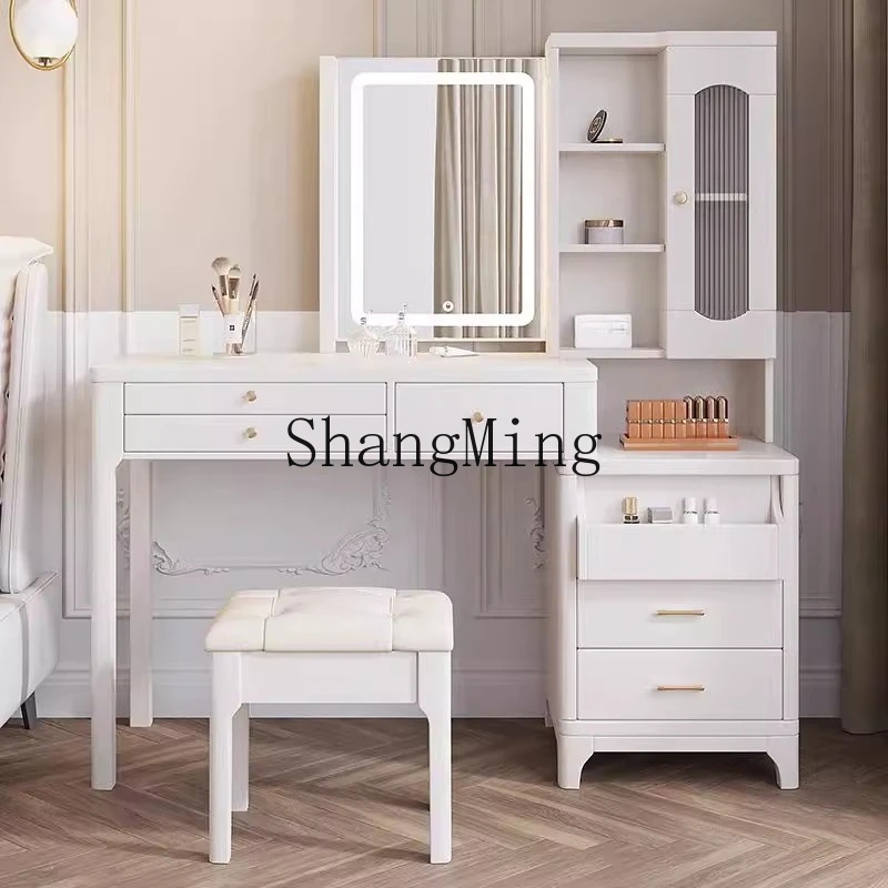 

SM solid wood dresser bedroom modern simple small apartment chest integrated retractable makeup table