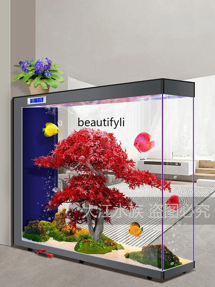 V Super White Glass Change Water Living Room Large Floor Self-Circulation Ecological Aquarium Fish Tank