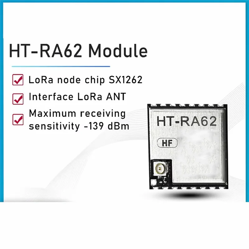 Módulo eficiente da série 5 peças HT-RA62 lora 5 peças HT-RA62 868-915mhz módulo lora suporte para desenvolvimento secundário