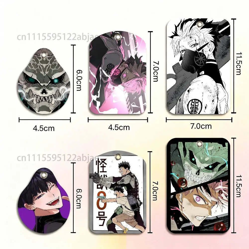 k-kaiju No 8 k-kafka hibino Rectangle ID Card Case Keychain Access Card Bag Key Tag Ring Leather Card Holder Key Ring