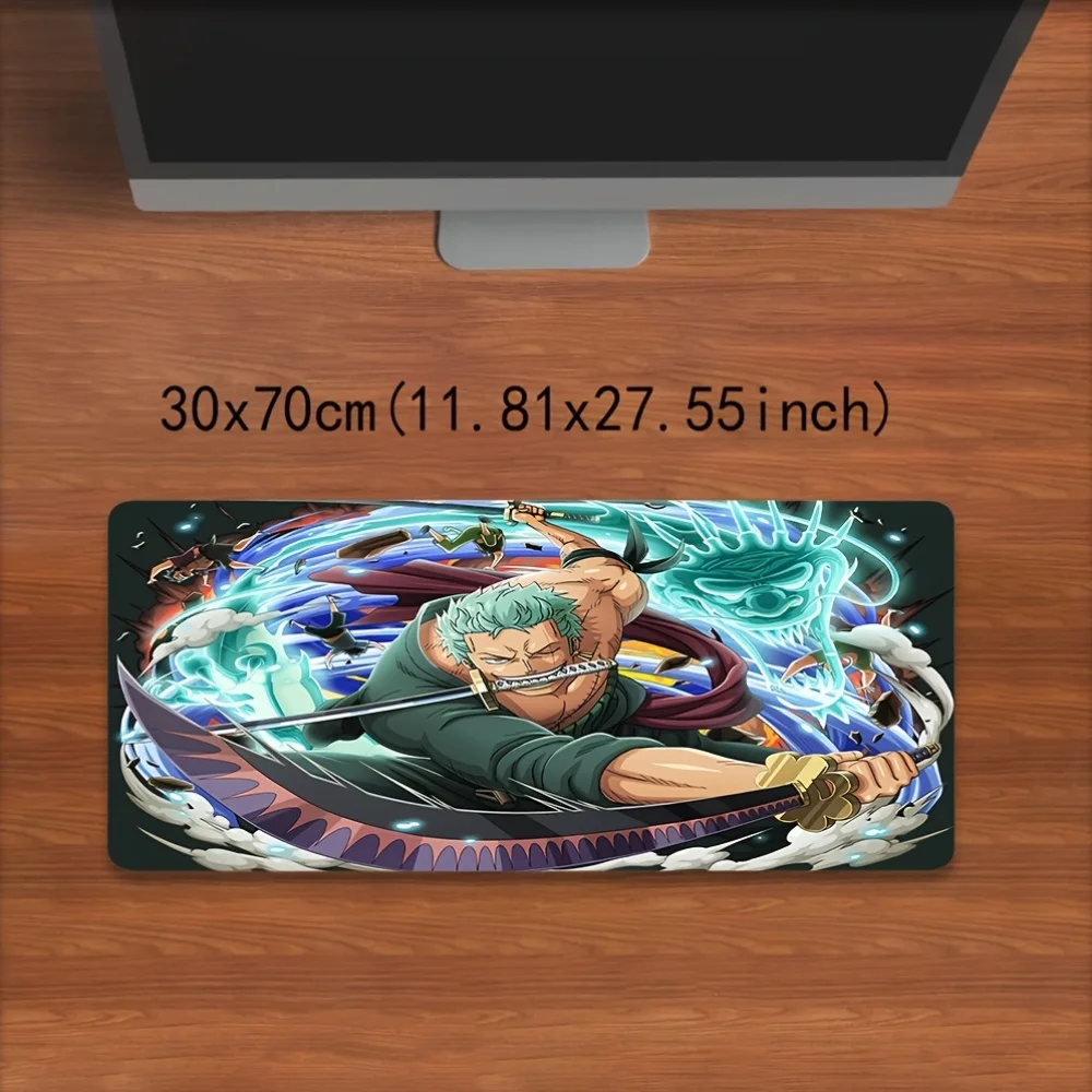 Tappetino per mouse da gioco anime R-Roronoa-Zoro - Tappetino da scrivania grande in gomma antiscivolo con opere d'arte di caratteri vibranti, ufficio durevole e giochi S