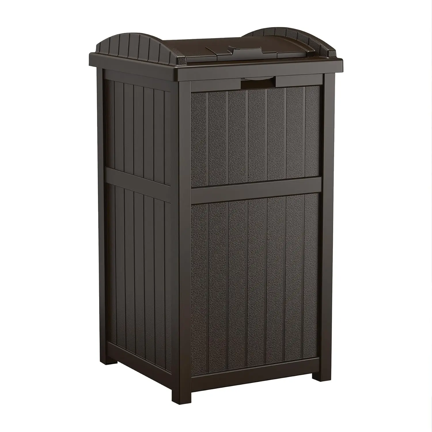 33 Gallon Garbage Can Outdoor Plastic Durable Hideaway with Secure Lid for Home Backyards Wicker Design Patios