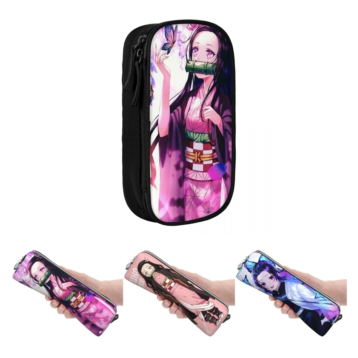 Nezuko Pencil Cases Fun Anime Demon Slayer Pen Holder Bags Girls Boys Big Capacity Students School Cosmetic Pencilcases